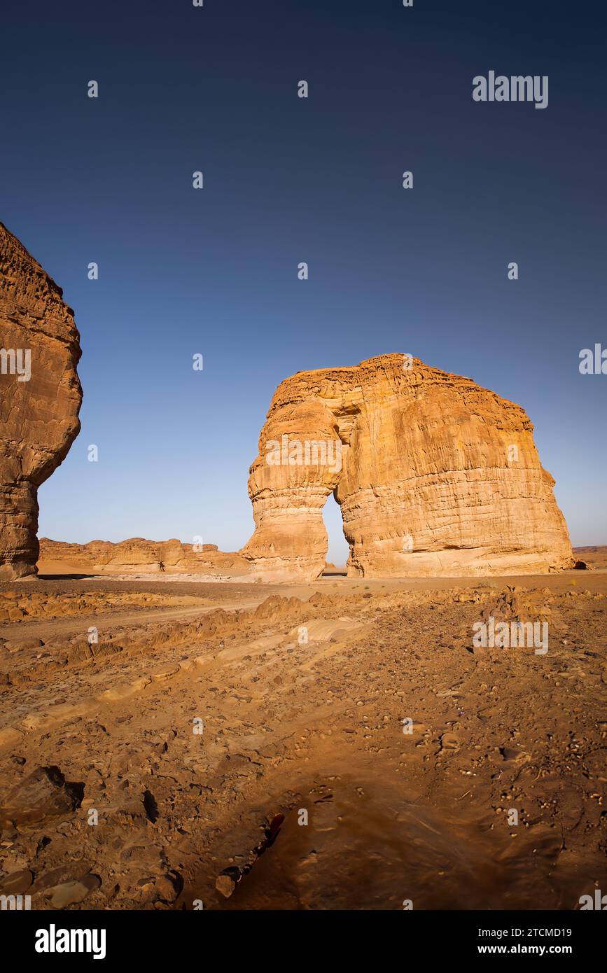 Une vue de Elephant Rock à Al-Ula, Arabie Saoudite. Banque D'Images