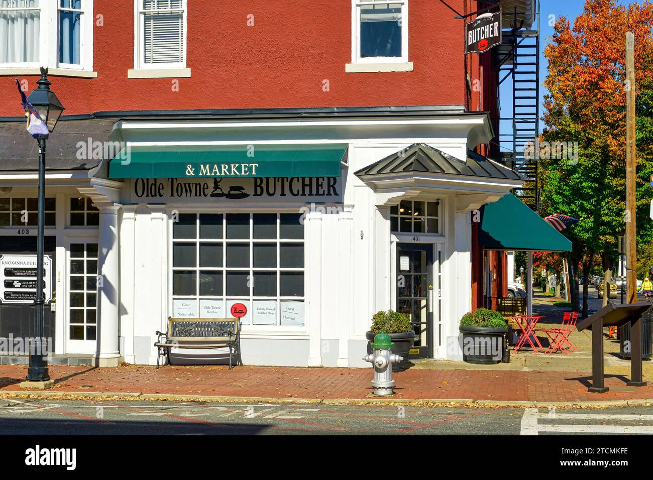 The Old Towne Butchers and Market sur William Street à Fredericksburg, Virginie Banque D'Images