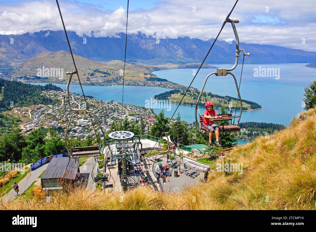 La luge, le télésiège de Skyline Gondola et Queenstown, Luge, Région de l'Otago, île du Sud, Nouvelle-Zélande Banque D'Images