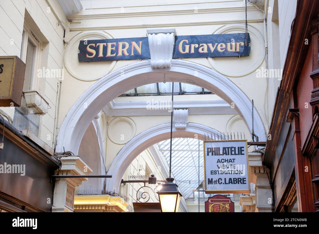 Passages couverts de Paris, situés dans le 2ème arrondissement entre le boulevard Montmartre au nord et la rue Saint-Marc au sud, paris Banque D'Images