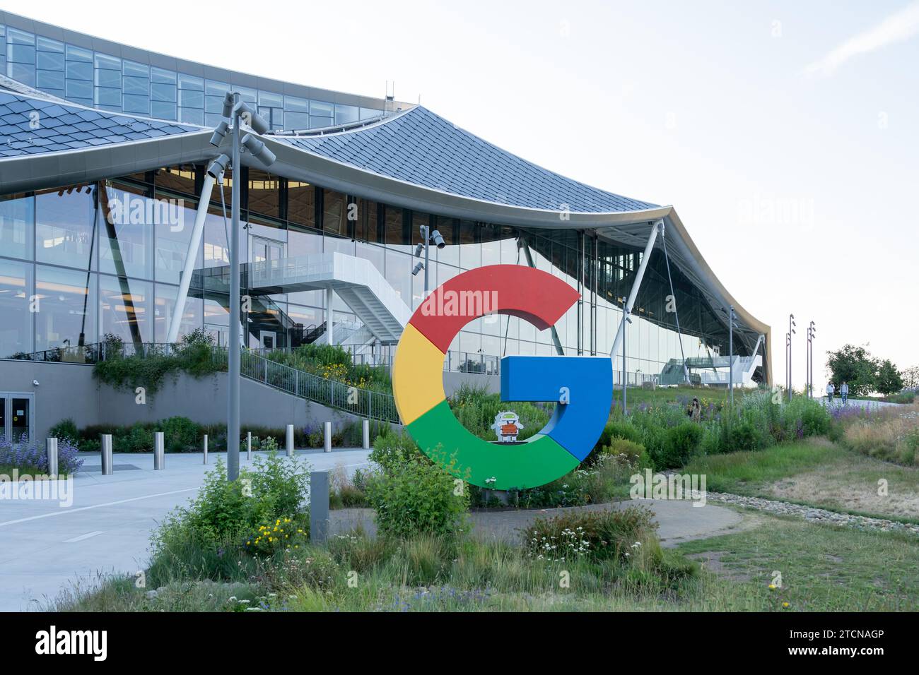 Vue extérieure du campus d'entreprise Google Bay View à Mountain View, Californie, États-Unis Banque D'Images