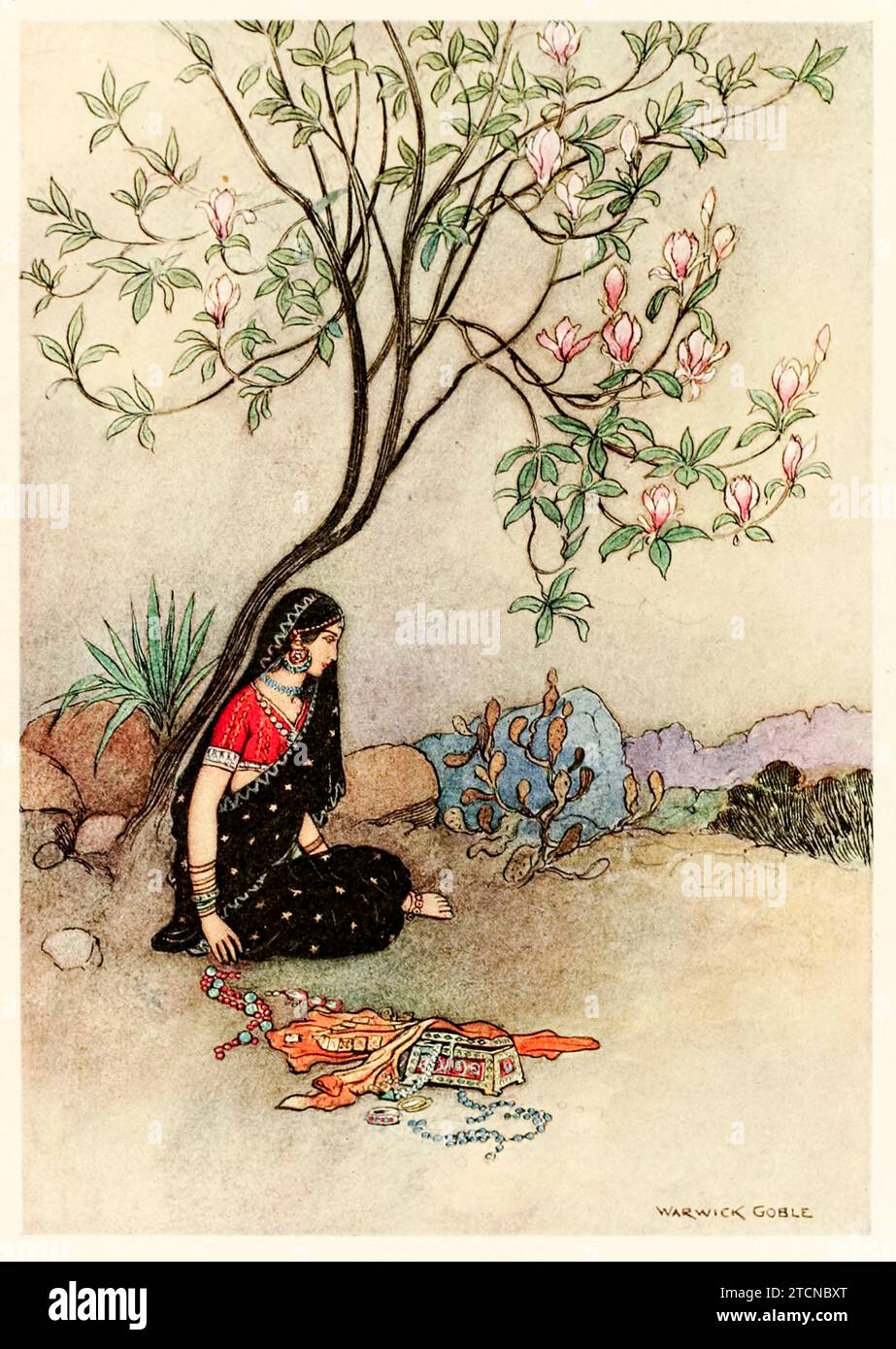 «Ainsi la princesse était désertée» de «Folk-Tales of Bengal» de Lal Behari Day (1824-1882), illustration de Warwick Goble (1862-1972). Photographie tirée d'une édition de 1912. Crédit : Collection privée / AF Fotografie Banque D'Images
