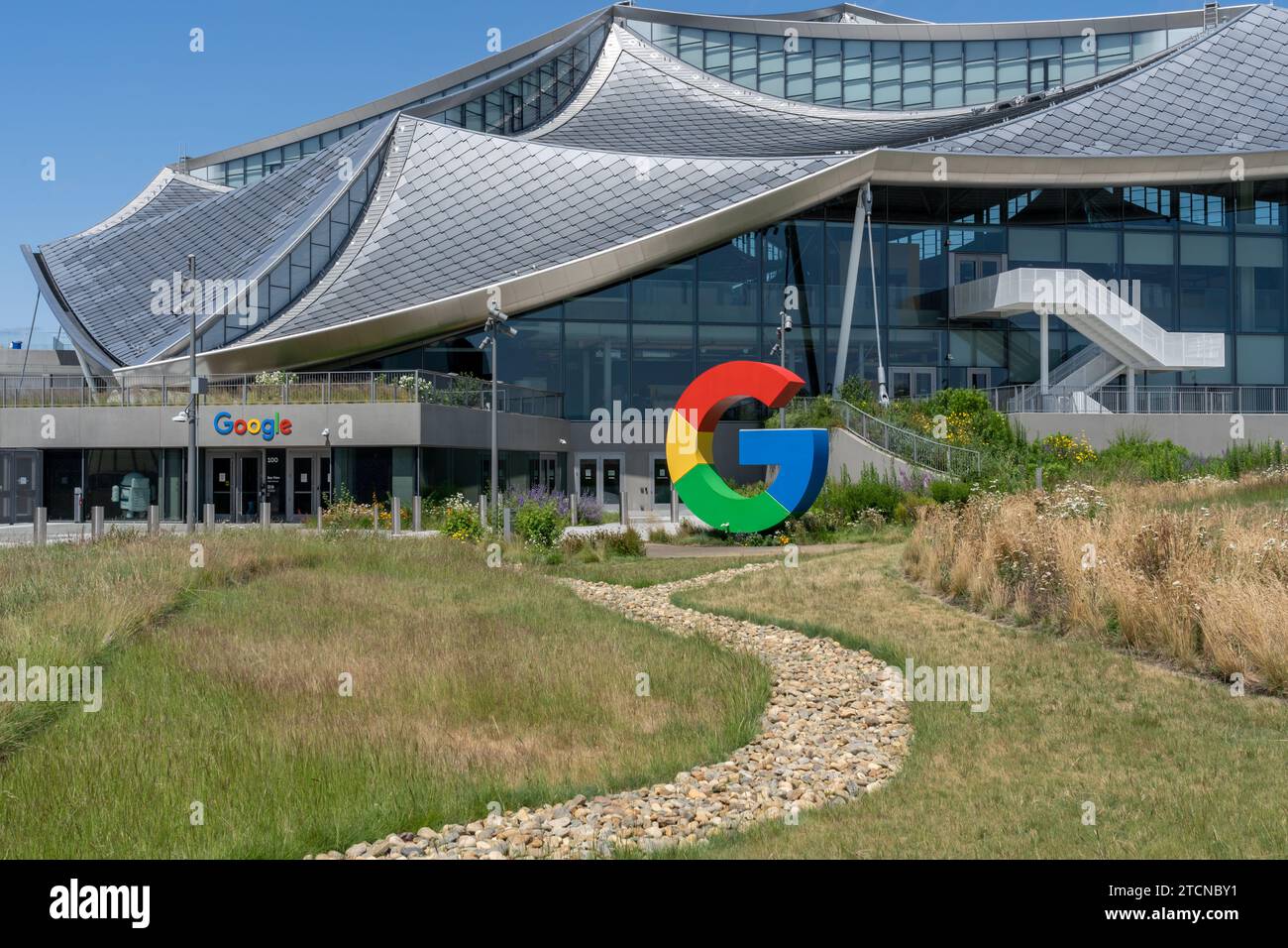 Vue extérieure du campus d'entreprise Google Bay View à Mountain View, Californie, États-Unis Banque D'Images