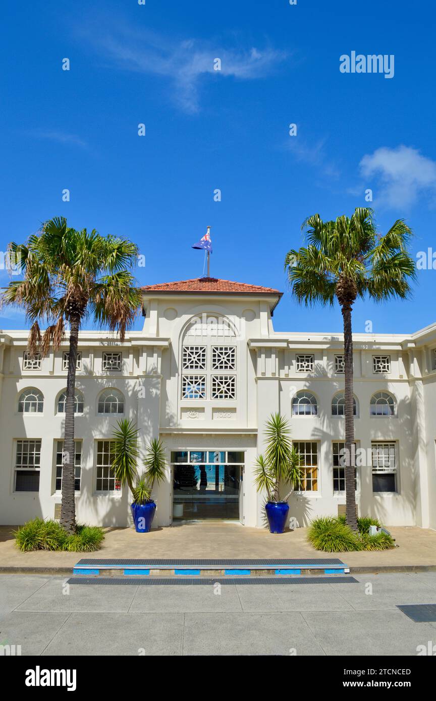 Une vue du pavillon des baigneurs à Balmoral Beach à Sydney, Australie Banque D'Images