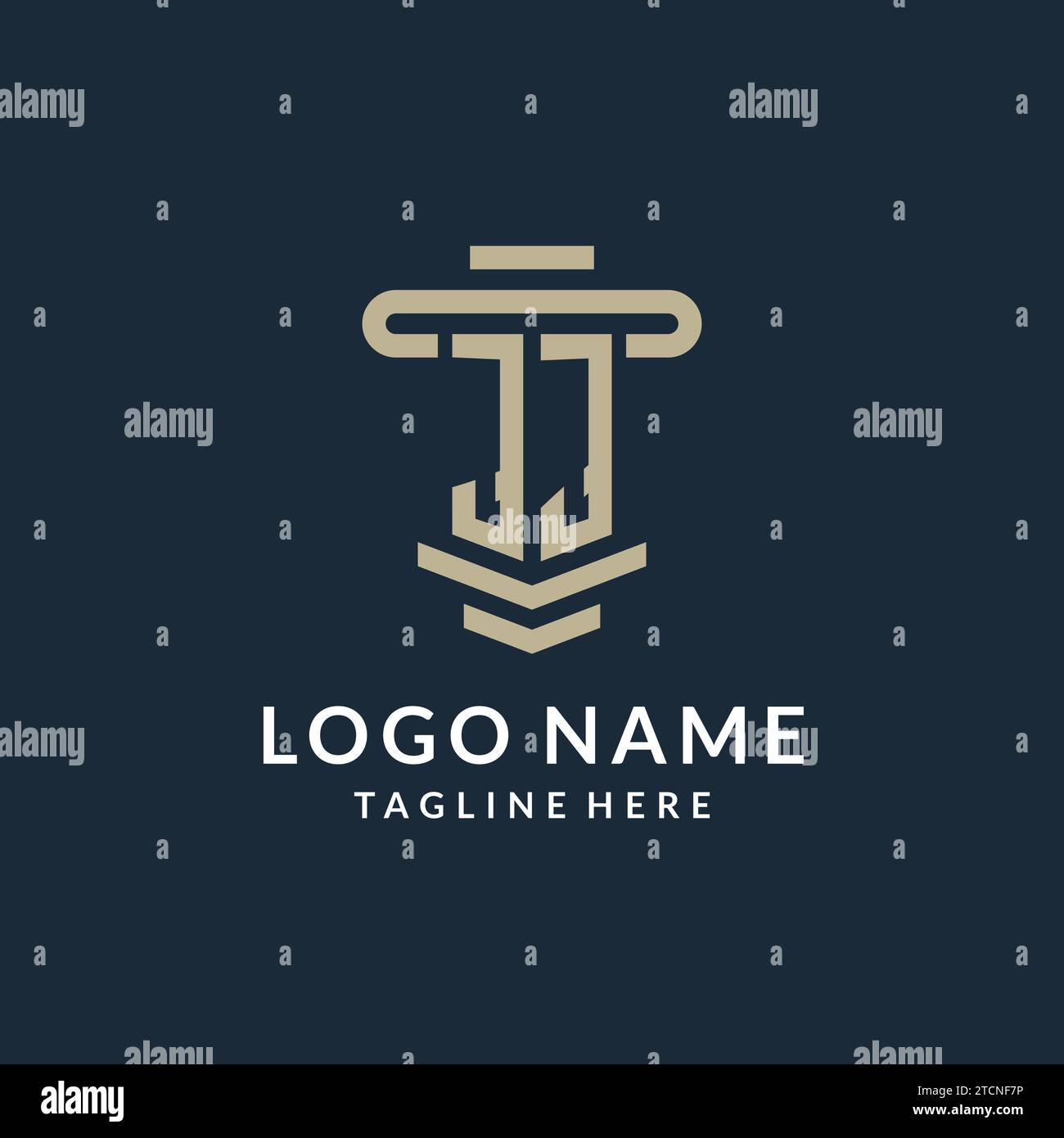 Monogramme initial de logo jj avec des idées de conception vectorielle de ligne de pilier de luxe simples Illustration de Vecteur
