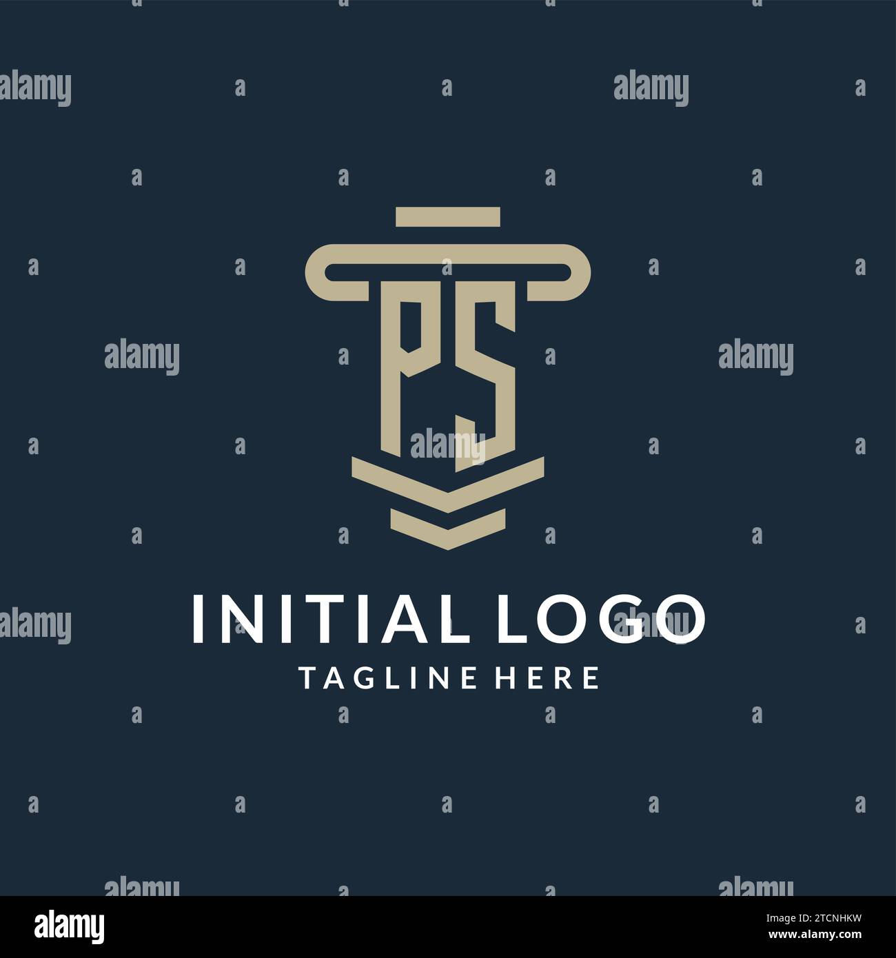 Monogramme de logo initial PS avec des idées de conception vectorielle de ligne de pilier de luxe simple Illustration de Vecteur