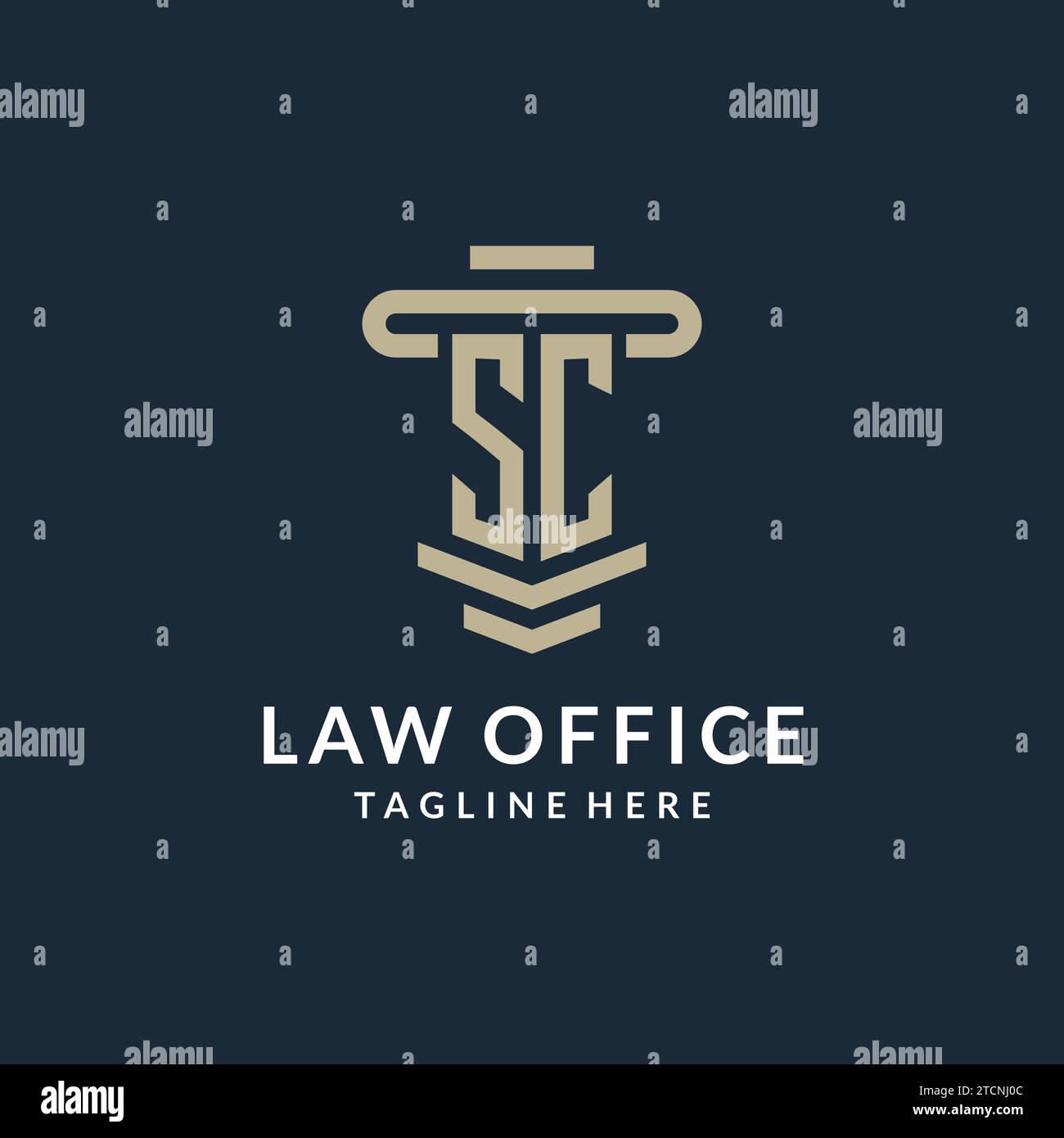 Monogramme de logo initial SC avec des idées de conception vectorielle de ligne de pilier de luxe simples Illustration de Vecteur