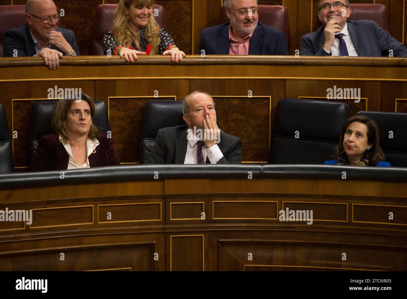 Madrid, 02/18/2020. Plénière du Congrès. Teresa Ribera, Juan Carlos Campo et Margarita Robles. Photo : Ángel de Antonio. Archdc. Crédit : Album / Archivo ABC / Ángel de Antonio Banque D'Images