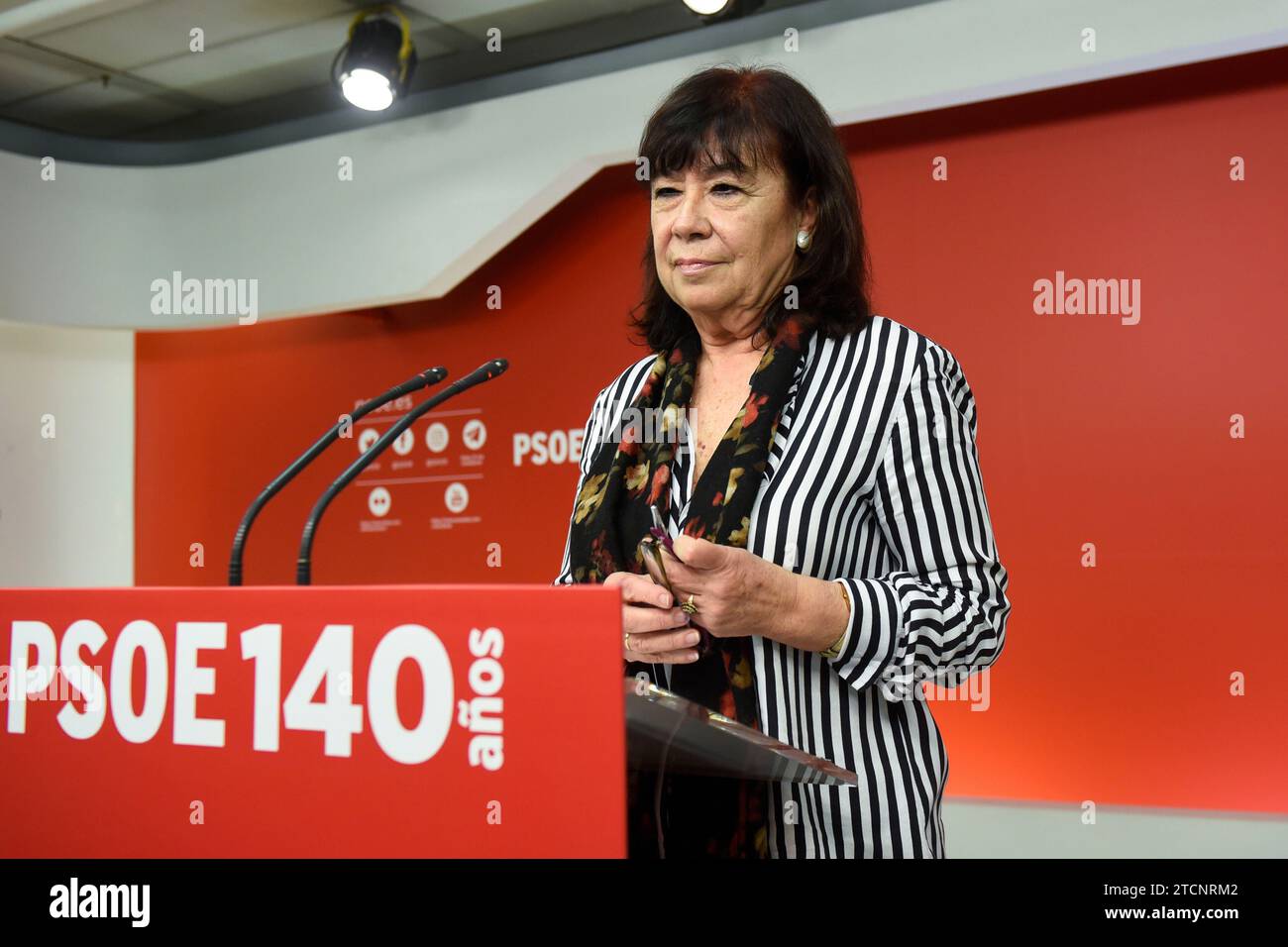 Madrid, 01/27/2020. Réunion de l'exécutif fédéral du PSOE. Conférence de presse de Cristina Narbona. Photo : Maya Balanya. Archdc. Crédit : Album / Archivo ABC / Maya Balanya Banque D'Images