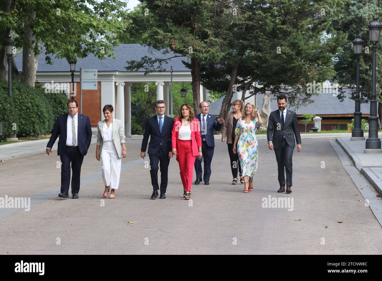 Madrid, 07/27/2022. Le Ministre Bolaños dirige la délégation du Gouvernement espagnol à la Table de dialogue et de négociation avec le Gouvernement de la Generalitat de Catalogne, qui se réunit au siège du Ministère. La délégation gouvernementale est également composée de la deuxième vice-présidente et ministre du travail et de l'économie sociale, Yolanda Diaz, de la ministre de la politique territoriale et porte-parole du gouvernement, Isabel Rodríguez, et de la ministre de la Culture et des Sports, Miquela Iceta. Photo : Jaime García. ARCHDC. Crédit : Album / Archivo ABC / Jaime García Banque D'Images