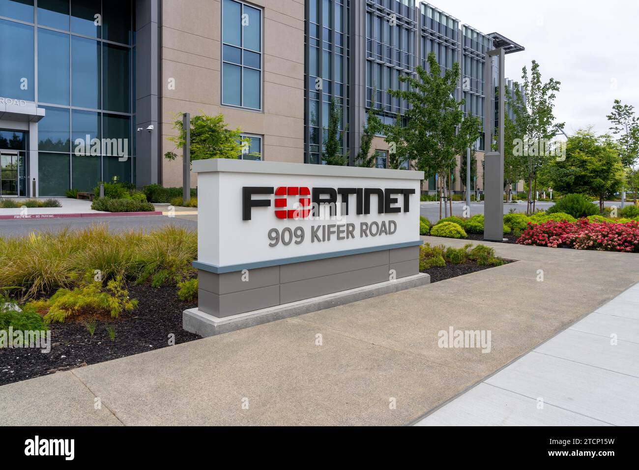 Siège de Fortinet à Sunnyvale, Californie, États-Unis le 10 juin 2023. Banque D'Images