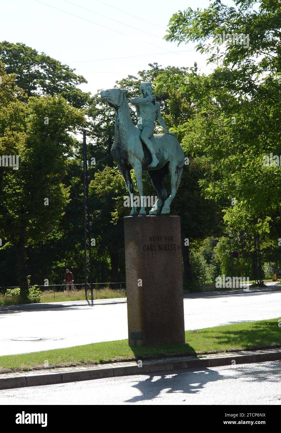Statue équestre de Carl Nielsen à Copenhague, Danemark. Banque D'Images