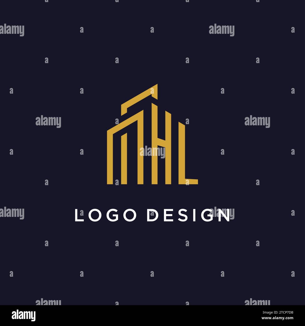 Monogramme initial HL avec graphique vectoriel de conception de logo de bâtiment Illustration de Vecteur