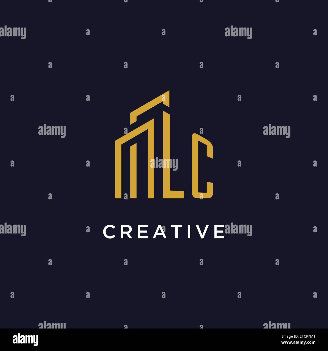 Monogramme initial LC avec graphique vectoriel de conception de logo de bâtiment Illustration de Vecteur