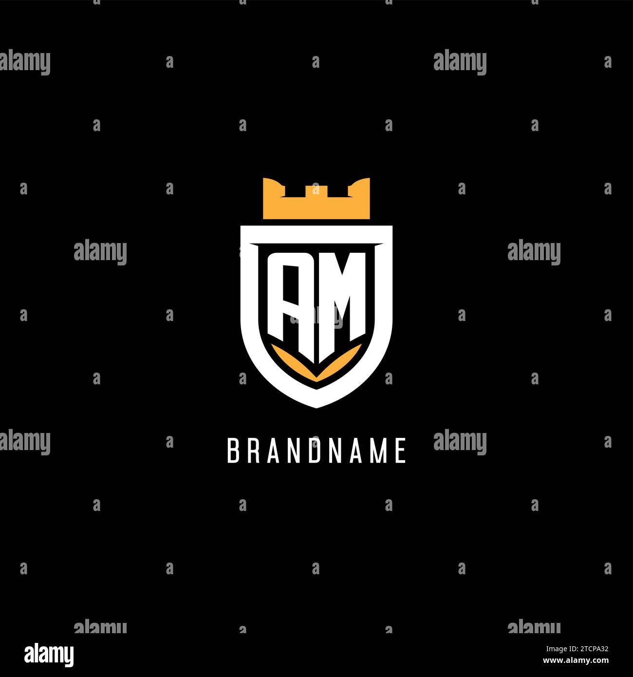 Logo AM initial avec bouclier, logo eSport gaming logo monogramme de style graphique vectoriel Illustration de Vecteur