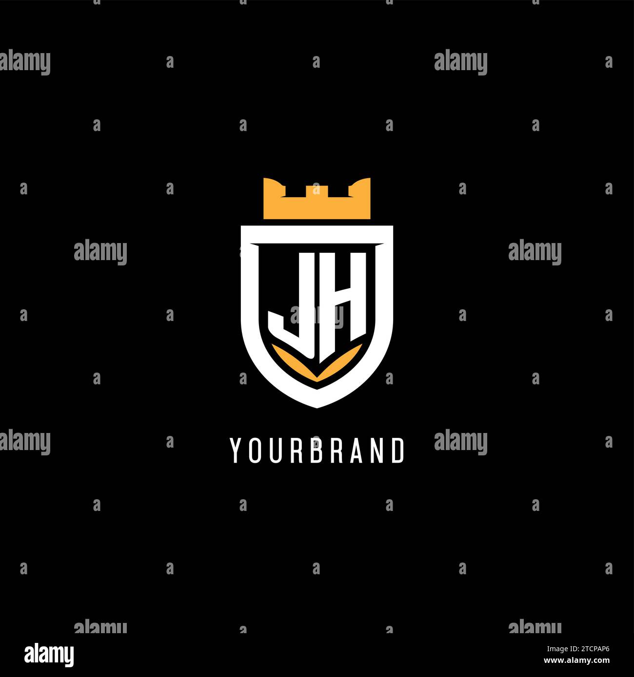 Logo JH initial avec bouclier, logo de jeu eSport logo monogramme de style graphique vectoriel Illustration de Vecteur