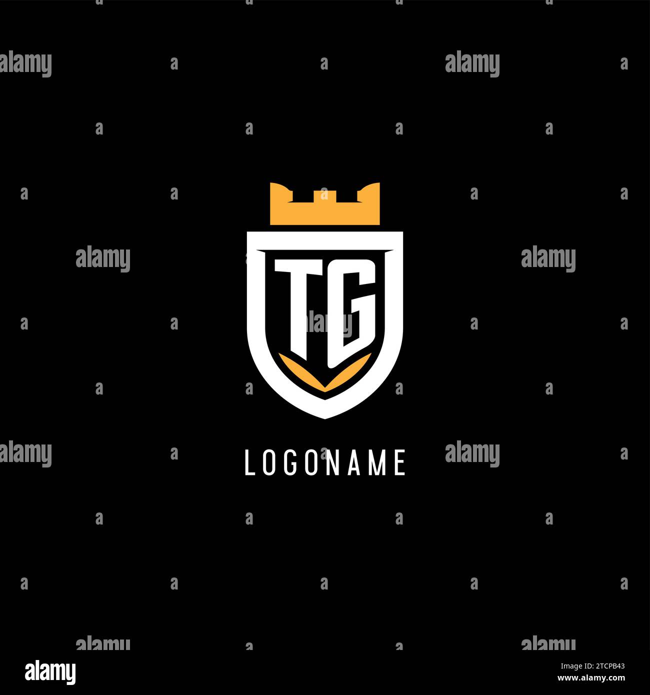 Logo TG initial avec bouclier, logo eSport gaming logo monogramme de style graphique vectoriel Illustration de Vecteur