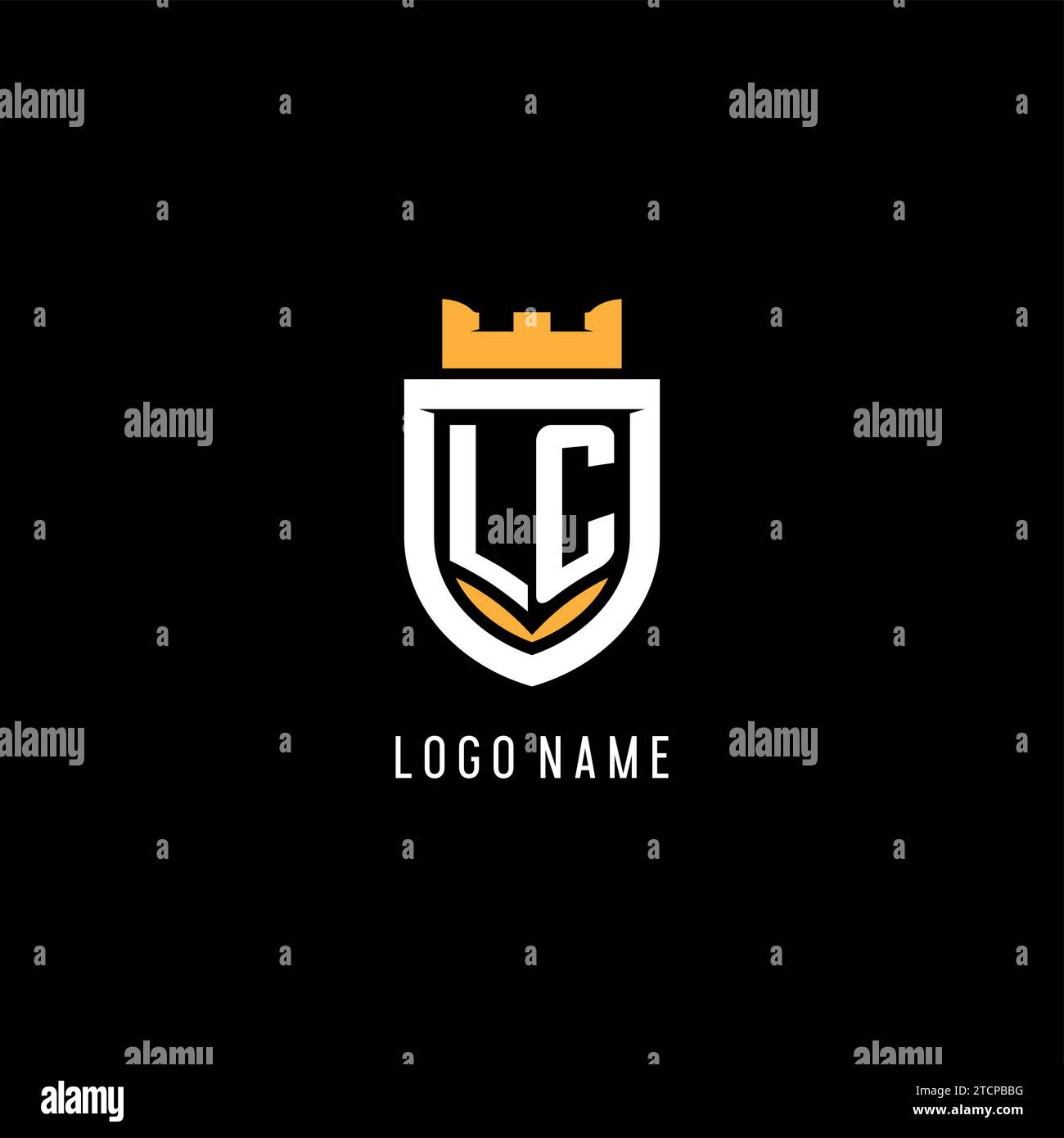 Logo LC initial avec bouclier, logo eSport gaming logo monogramme de style graphique vectoriel Illustration de Vecteur