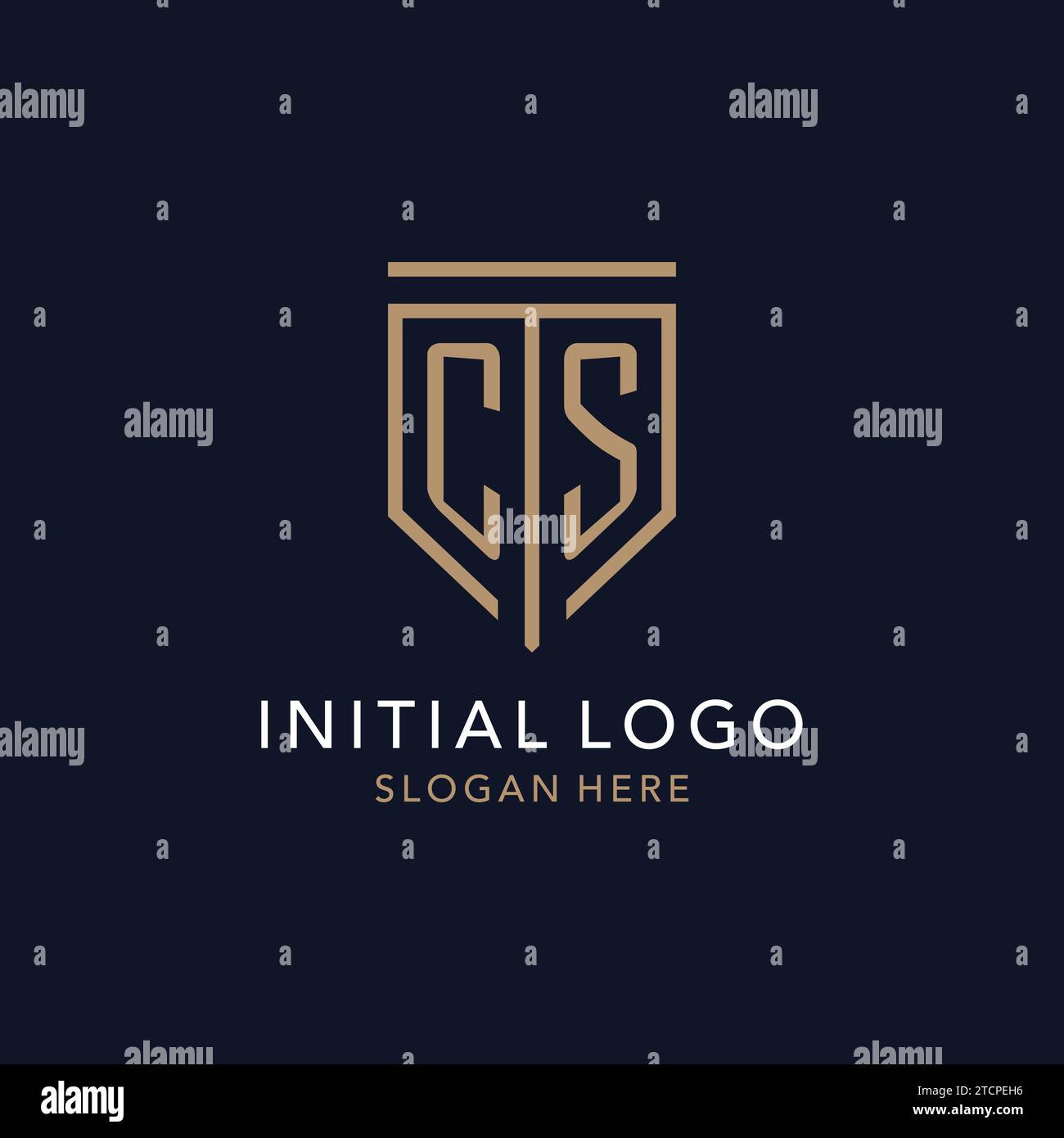 Monogramme initial DE logo CS avec inspiration de conception d'icône de bouclier de luxe simple Illustration de Vecteur