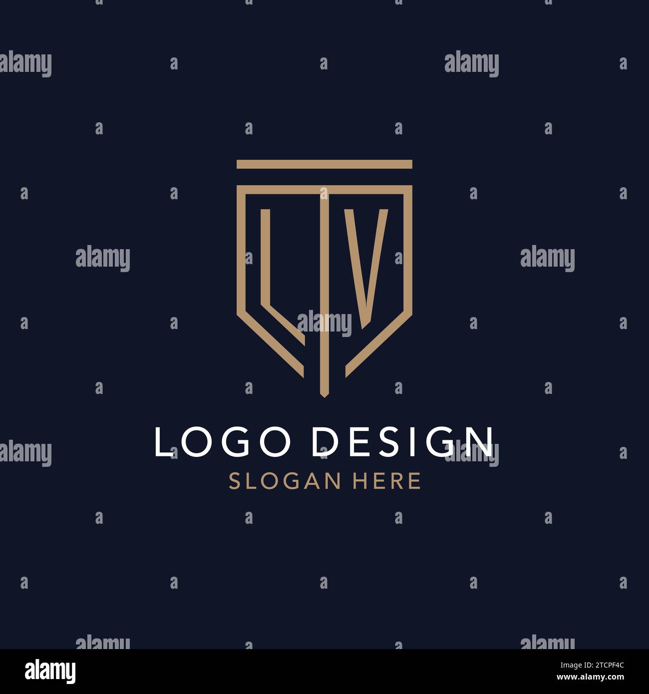 Monogramme initial du logo LV avec inspiration simple du design d'icône de bouclier de luxe Illustration de Vecteur