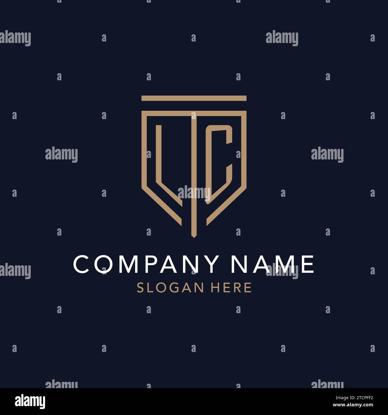 Monogramme initial du logo LC avec inspiration simple du design d'icône de bouclier de luxe Illustration de Vecteur