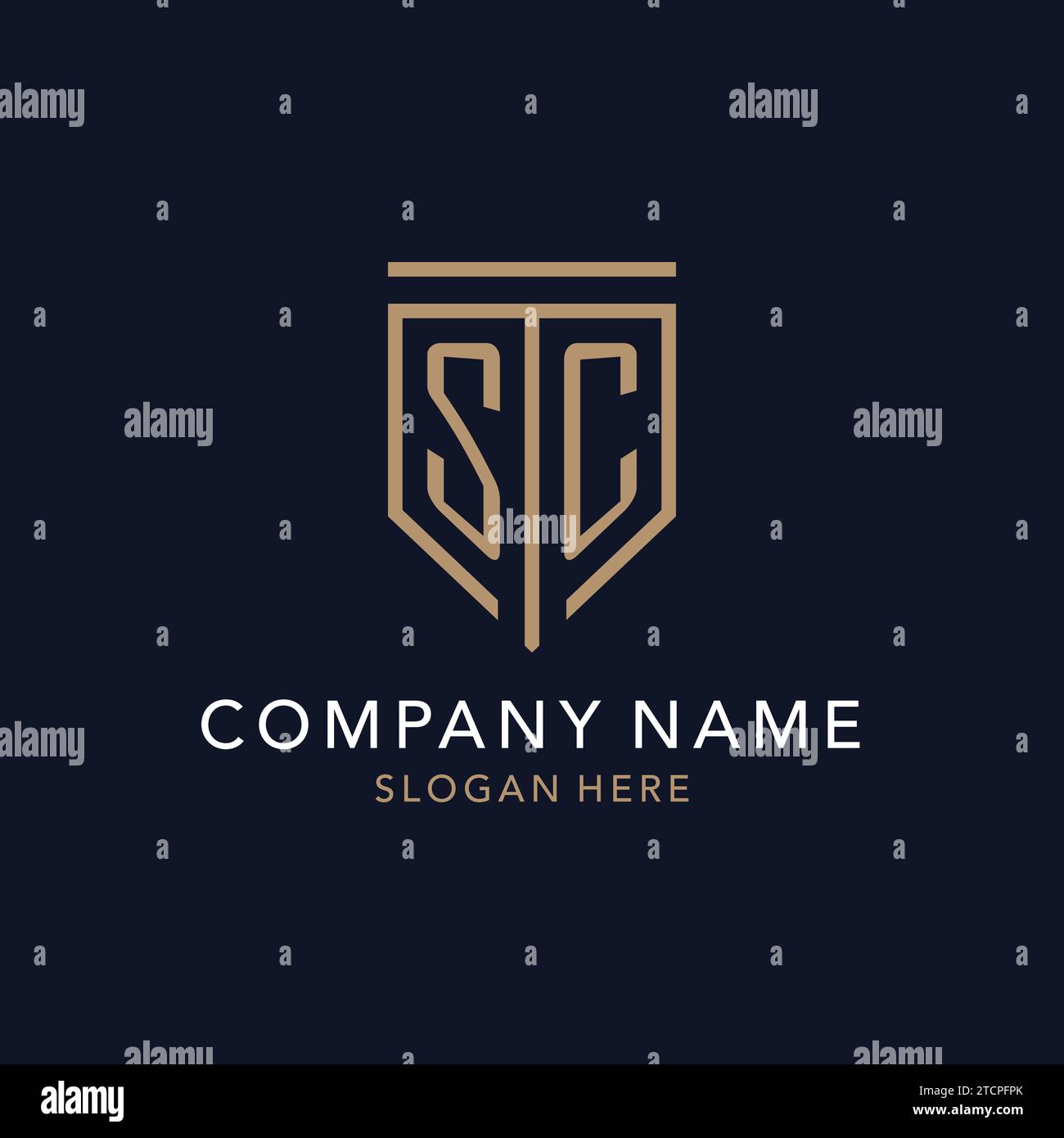 Monogramme du logo initial SC avec inspiration de conception d'icône de bouclier de luxe simple Illustration de Vecteur