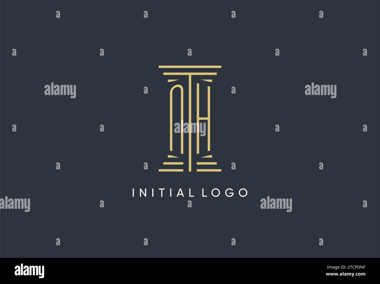 Monogramme initial NH avec logo en forme de pilier inspiré Illustration de Vecteur