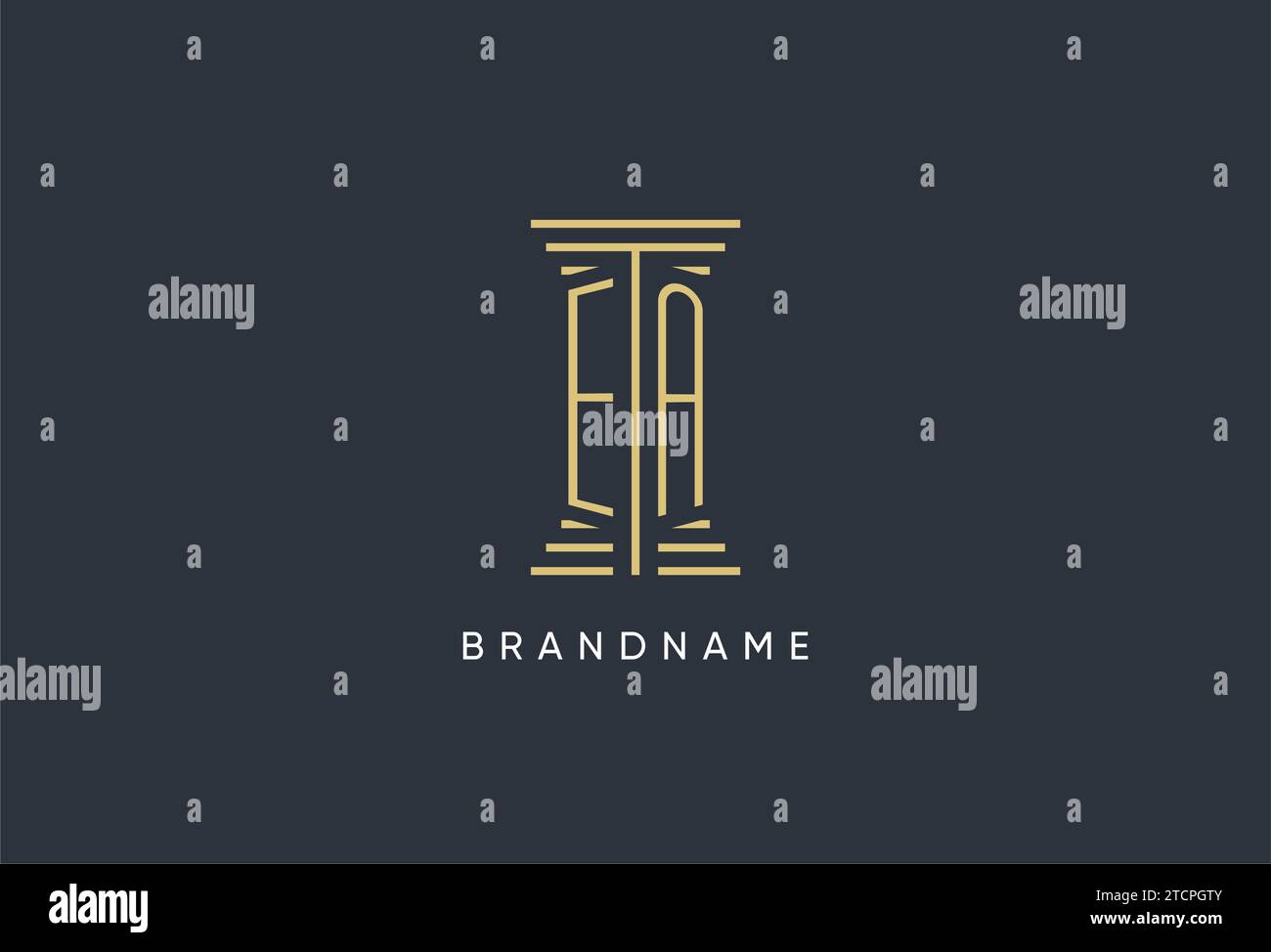 Monogramme EA initial avec logo en forme de pilier inspiration Illustration de Vecteur