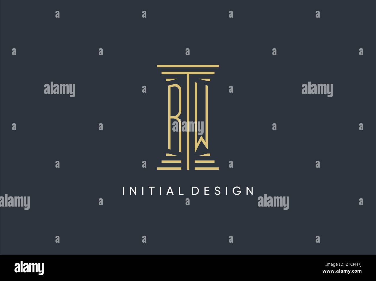 Monogramme RW initial avec logo en forme de pilier inspiré Illustration de Vecteur