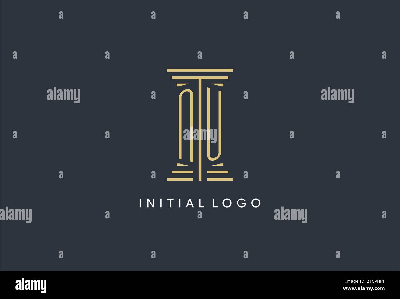 Monogramme nu initial avec logo en forme de colonne inspiré Illustration de Vecteur