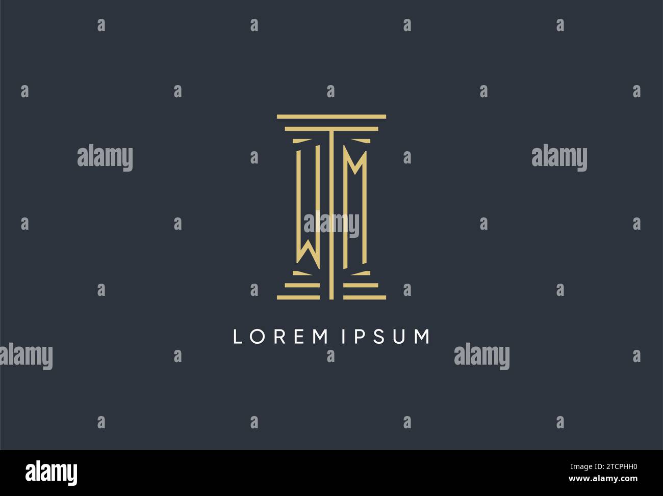 Monogramme initial WM avec logo en forme de pilier inspiré Illustration de Vecteur