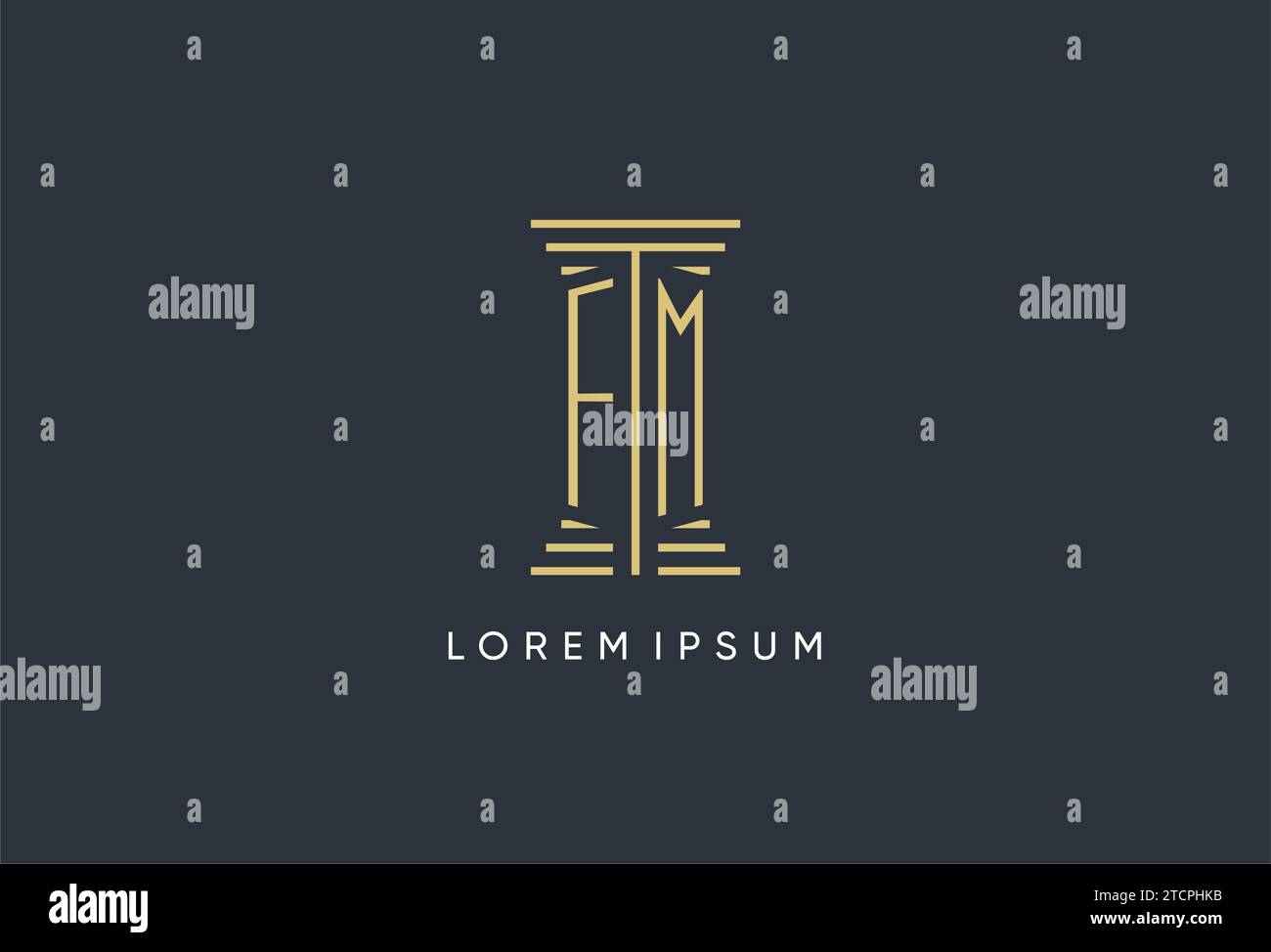Monogramme initial FM avec logo en forme de pilier inspiré Illustration de Vecteur