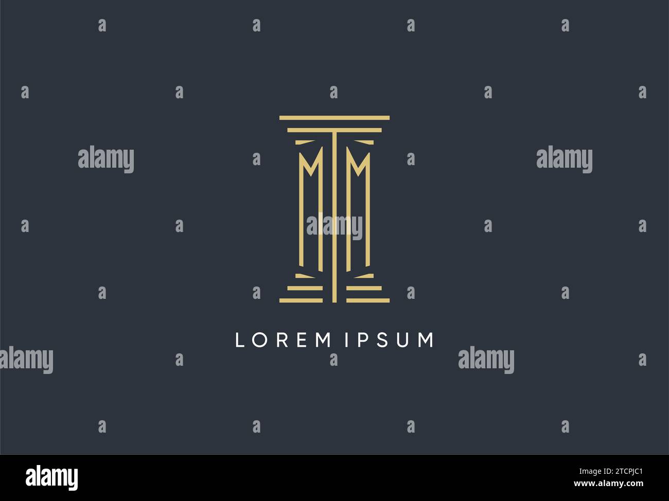 Monogramme initial EN MM avec logo en forme de pilier inspiré Illustration de Vecteur