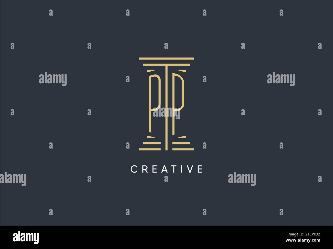 Monogramme initial PP avec inspiration de conception de logo en forme de pilier Illustration de Vecteur