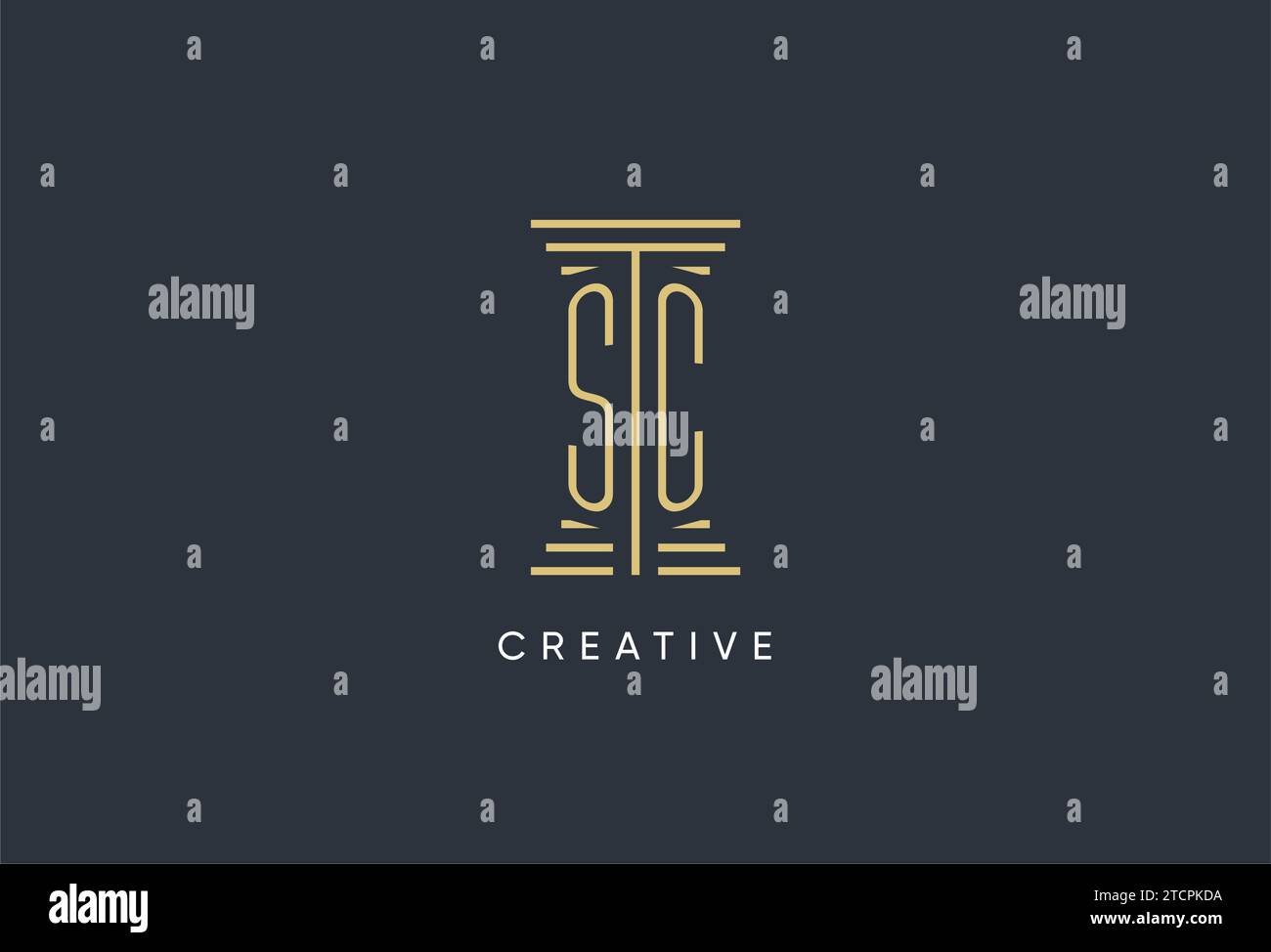 Monogramme initial SC avec inspiration de conception de logo en forme de pilier Illustration de Vecteur