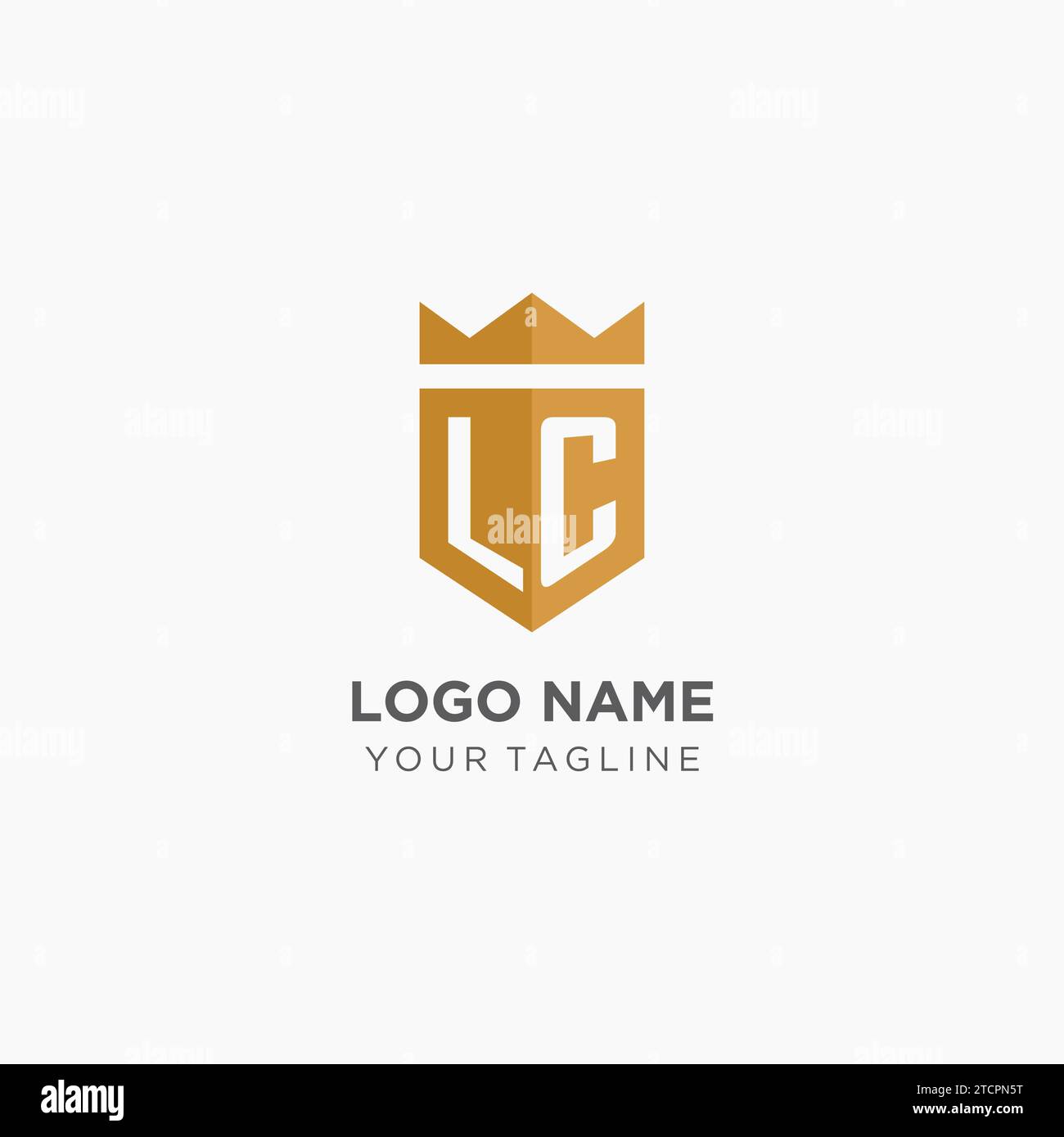 Logo Monogram LC avec bouclier géométrique et couronne, graphique vectoriel de conception de logo initial élégant de luxe Illustration de Vecteur
