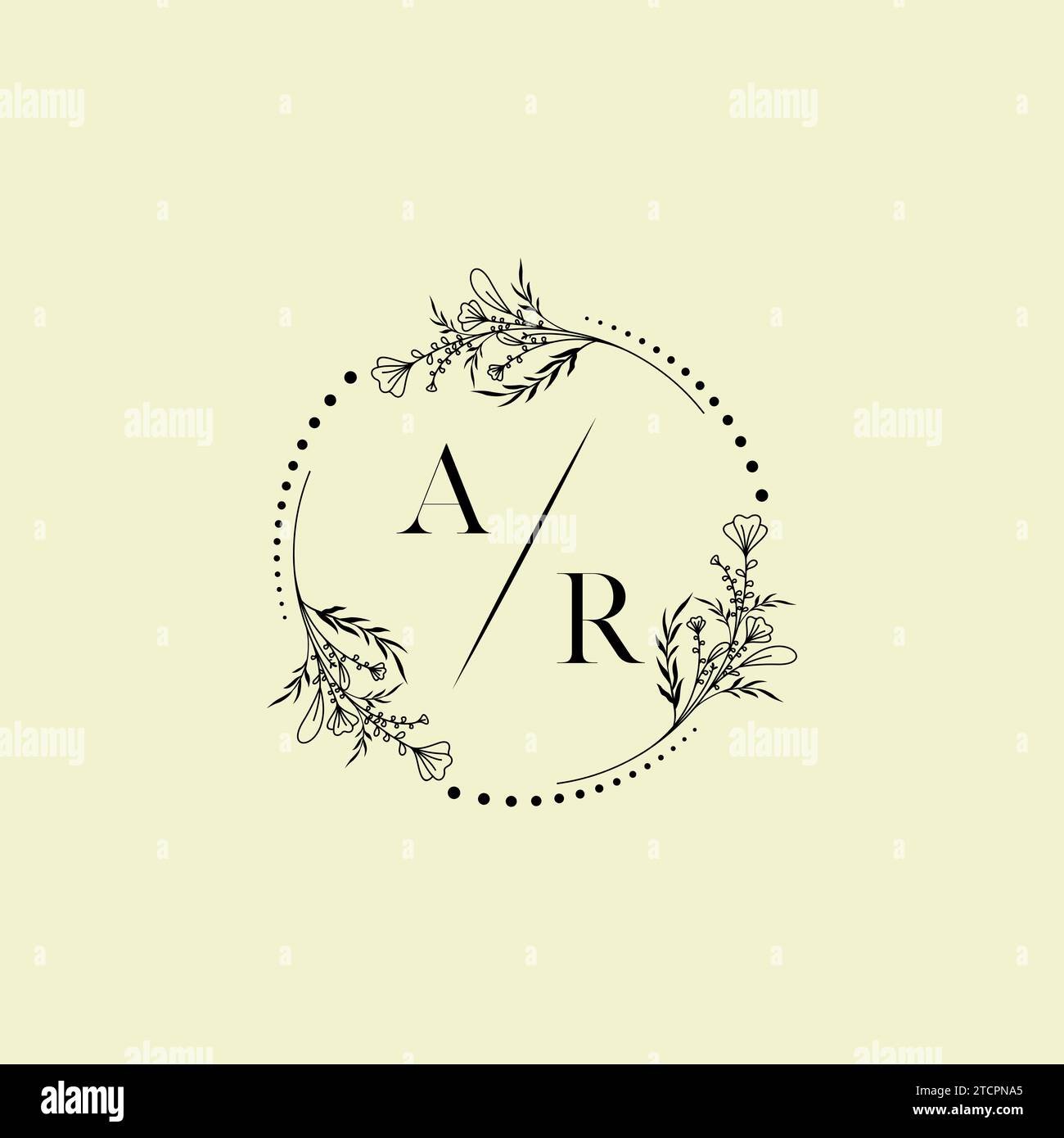 Lettres initiales de logo de mariage AR dans la conception professionnelle de haute qualité qui imprimera bien sur tous les supports d'impression Illustration de Vecteur