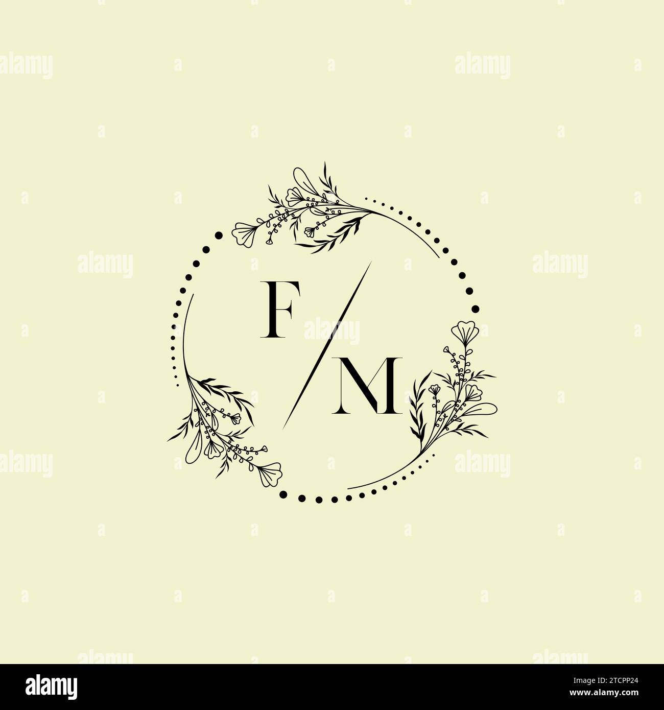 Lettres initiales de logo de mariage FM dans la conception professionnelle de haute qualité qui imprimera bien sur tous les supports d'impression Illustration de Vecteur