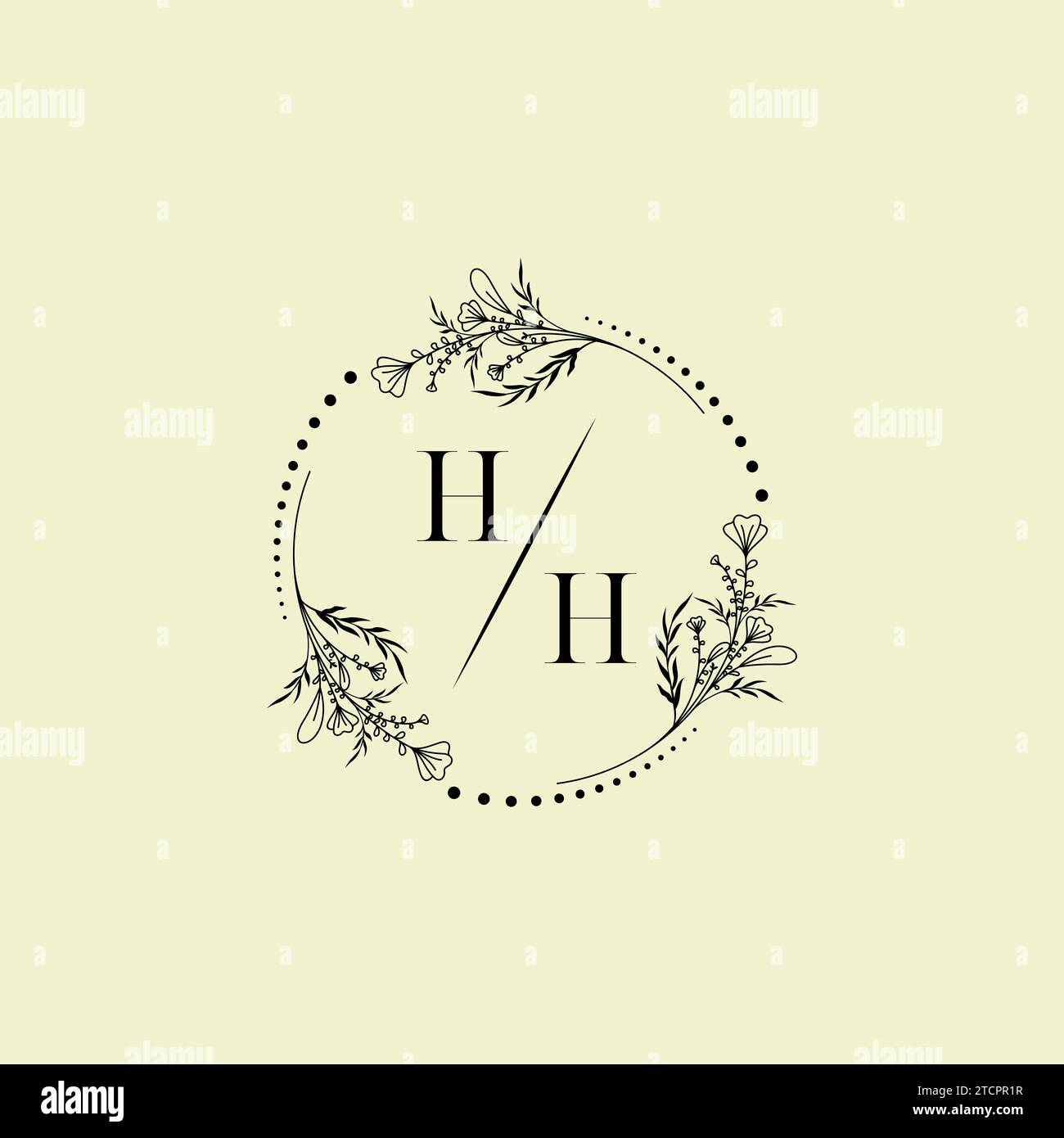 Lettres initiales de logo de mariage HH dans la conception professionnelle de haute qualité qui imprimera bien sur tous les supports d'impression Illustration de Vecteur