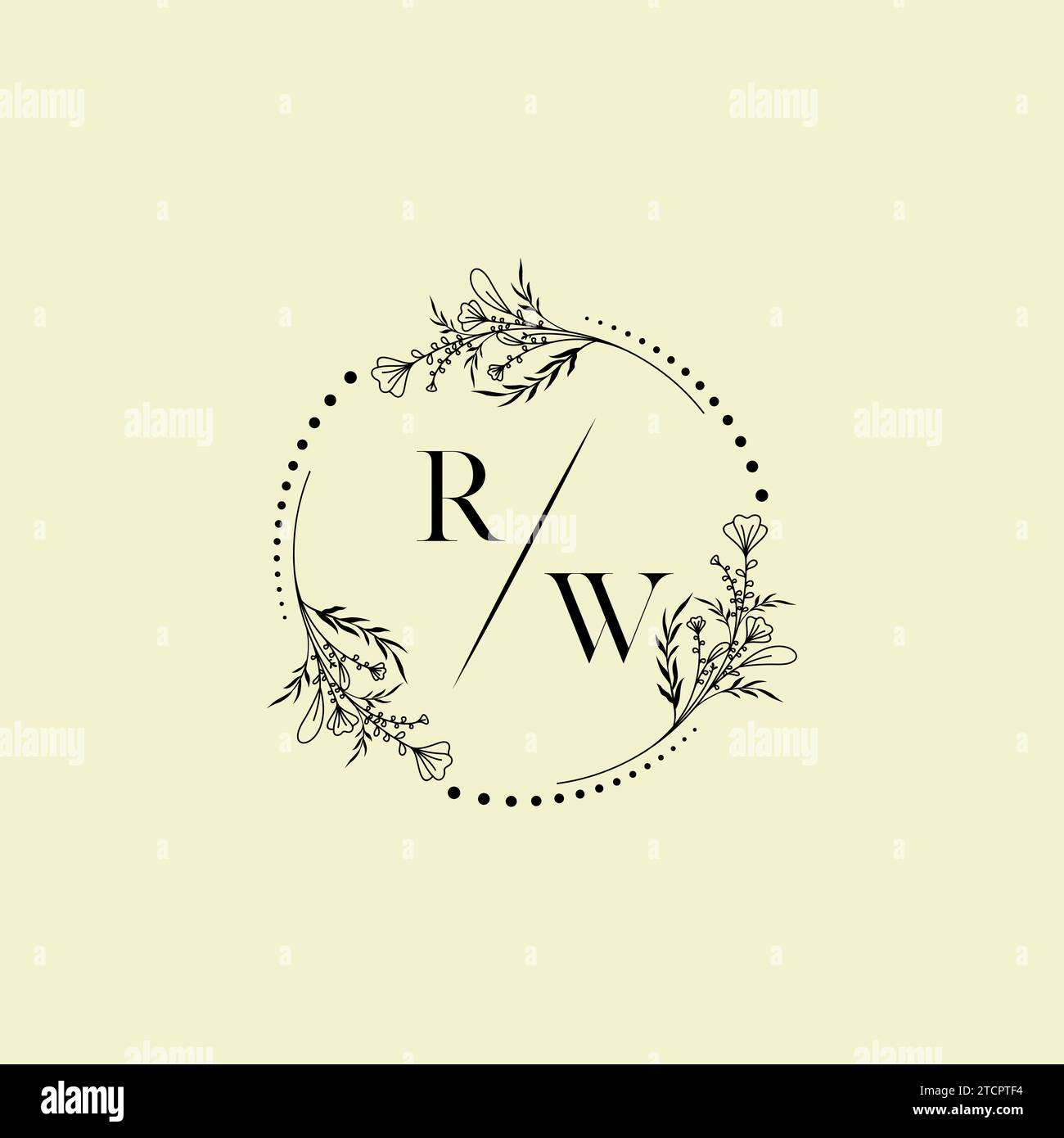 Lettres initiales de logo de mariage RW dans la conception professionnelle de haute qualité qui imprimera bien sur tous les supports d'impression Illustration de Vecteur