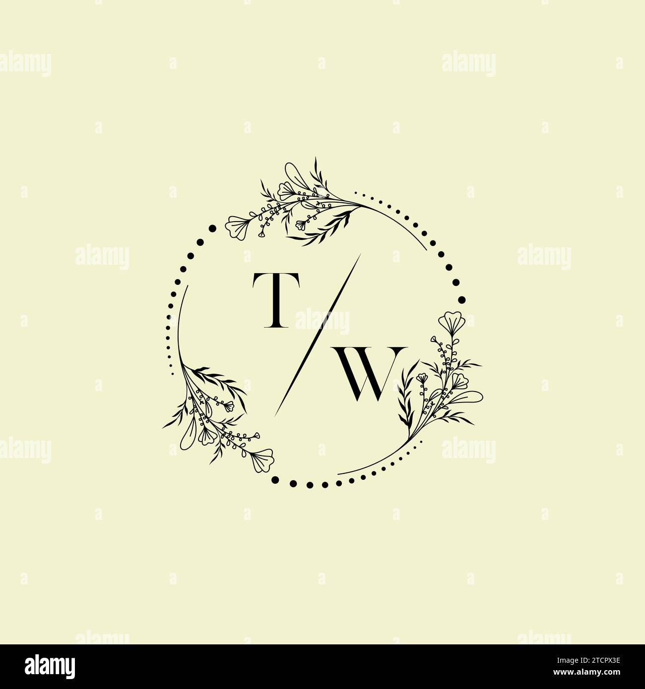 Lettres initiales du logo de mariage TW dans un design professionnel de haute qualité qui s'imprimera bien sur tous les supports d'impression Illustration de Vecteur