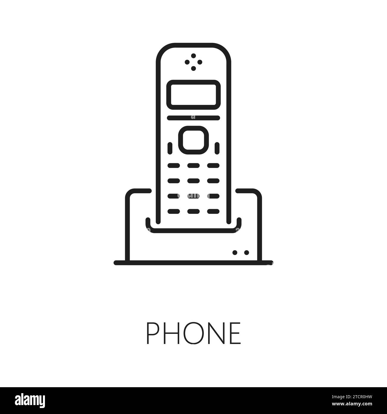 Icône de réveil téléphonique ou de service d'étage. Téléphone portable Vector dans la conception rétro, support de bureau, rappel de réveil d'alarme pour les visiteurs fatigués de l'hôtel Illustration de Vecteur