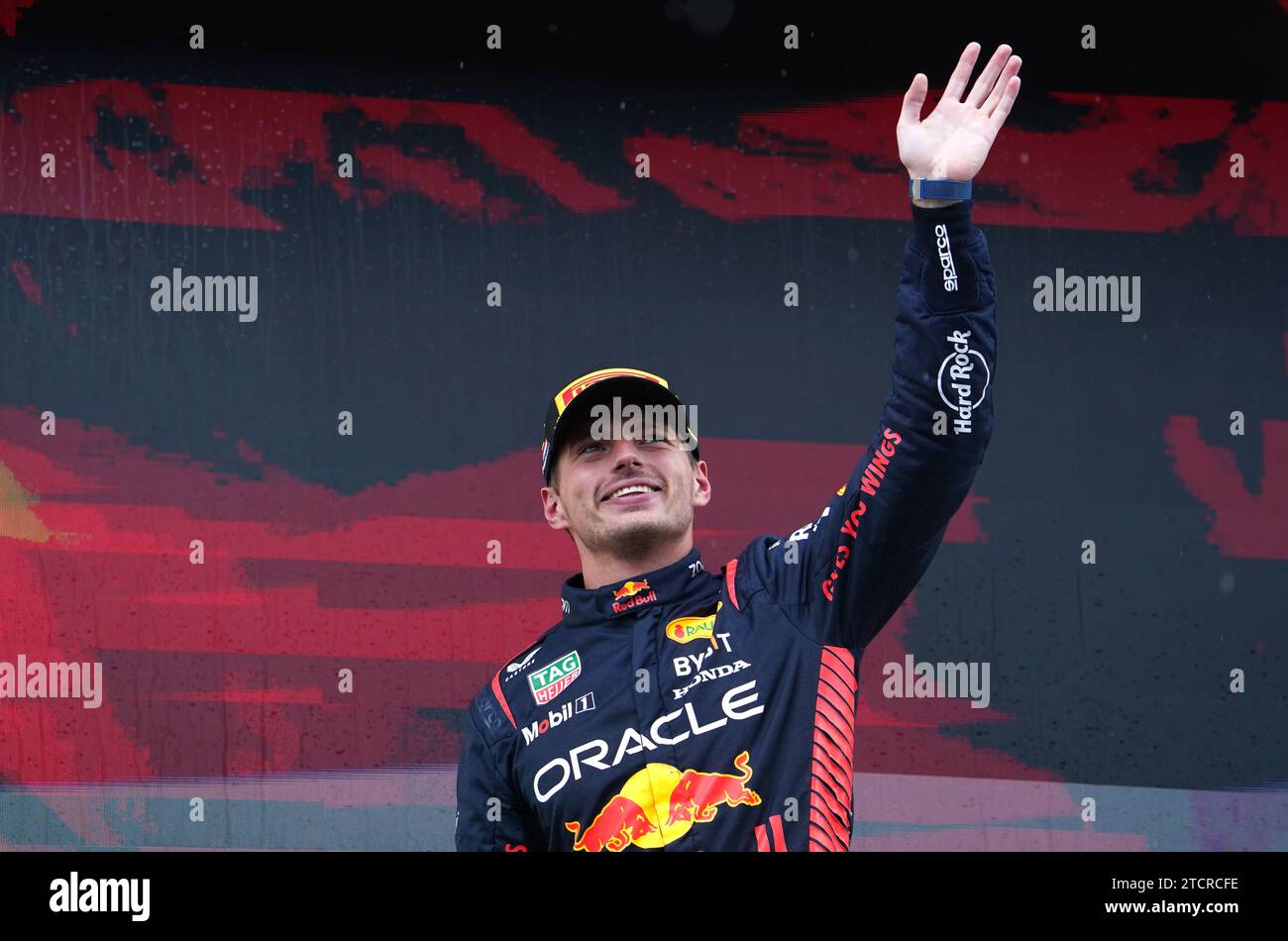 Photo de dossier datée du 27-08-2023 de Max Verstappen, qui a remporté son troisième championnat du monde consécutif de Formule 1 après avoir terminé deuxième dans la course de sprint au Grand Prix du Qatar. Date de parution : jeudi 14 novembre 2023. Banque D'Images