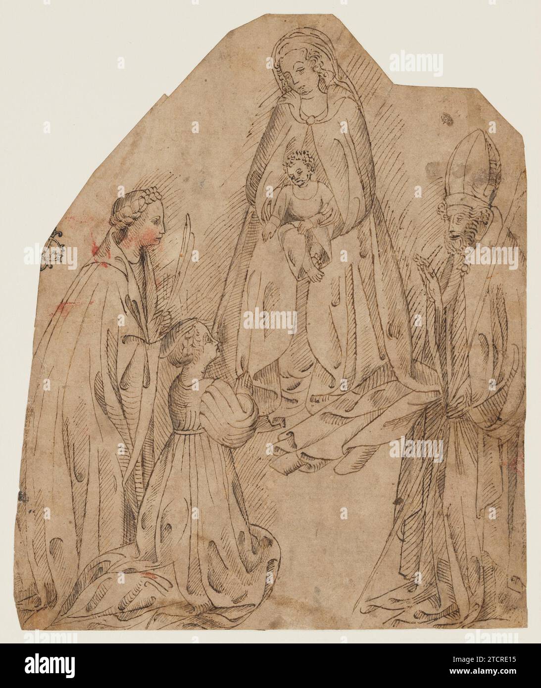 La Vierge et l'enfant avec une sainte Martyr, un Saint évêque et une donatrice 1975 par Stefano da Verona (Stefano di Giovanni d'Arbosio di Francia) Banque D'Images