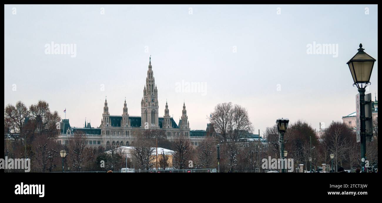 Palais du Belvédère en décembre neige, Autriche Banque D'Images