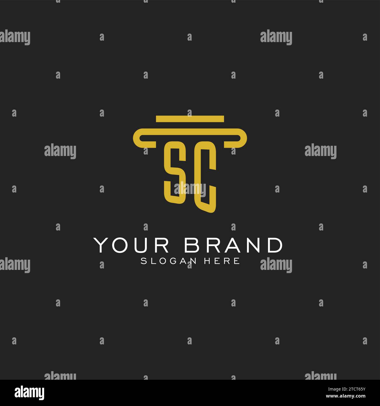 Logo initial SC avec graphique vectoriel de conception de style pilier simple Illustration de Vecteur