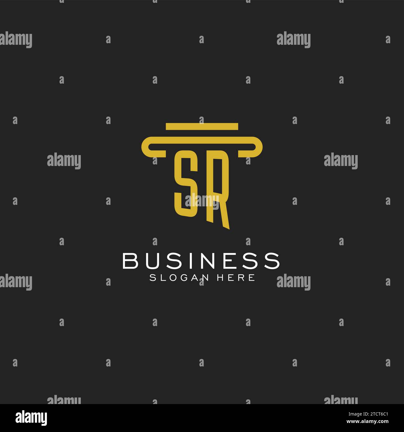 Logo initial SR avec graphique vectoriel de conception de style pilier simple Illustration de Vecteur