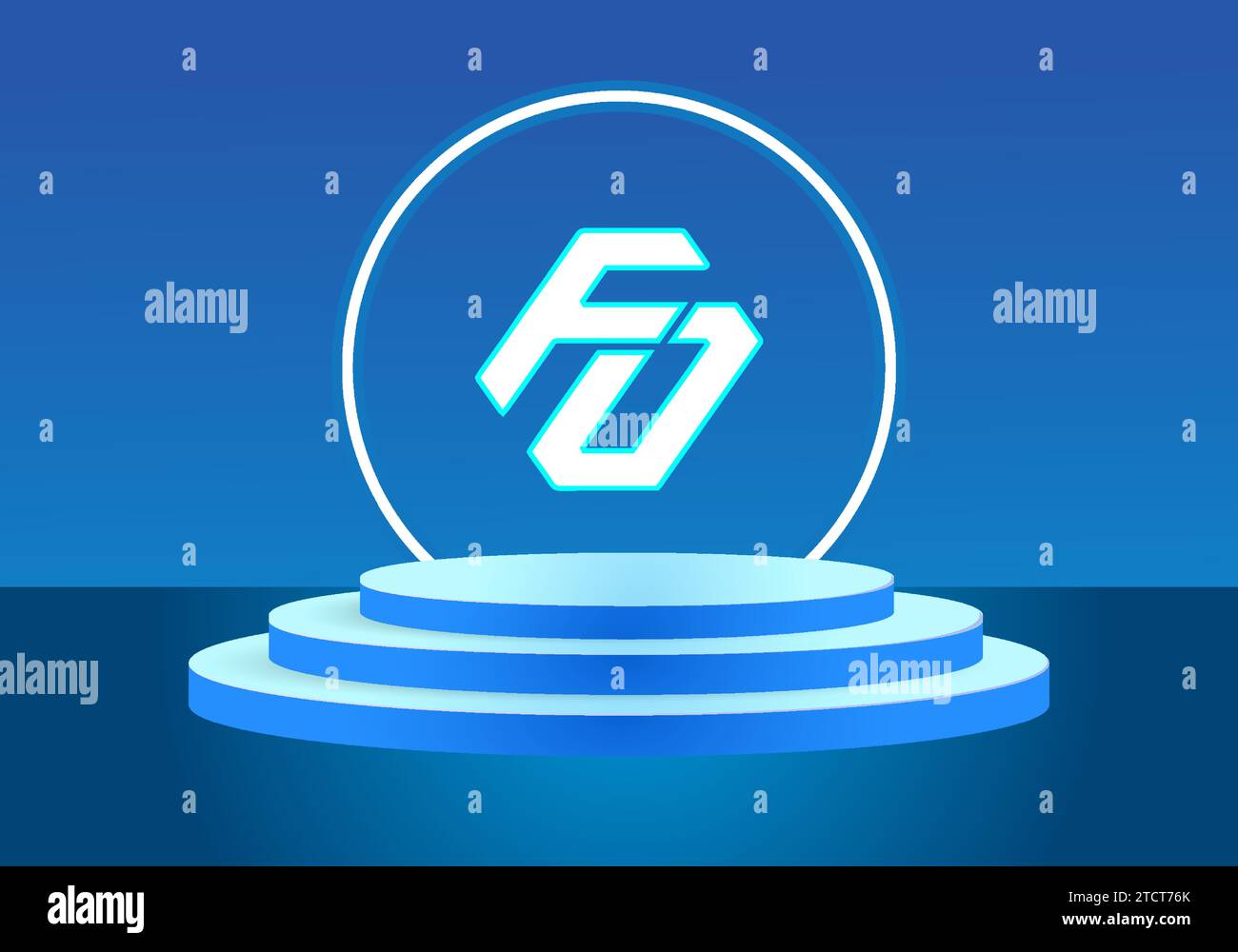 Logo bleu lettre FO. Conception de logo de vecteur pour les entreprises. Illustration de Vecteur