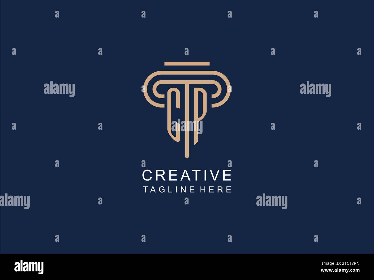 Logo de pilier initial CP, idées de conception de logo de cabinet d'avocats élégant et de luxe Illustration de Vecteur