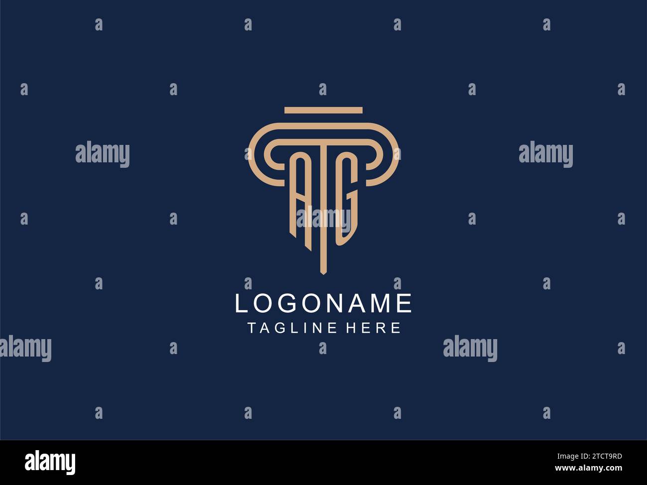 Logo initial de pilier AG, idées de conception de logo de cabinet d'avocats élégant et de luxe Illustration de Vecteur